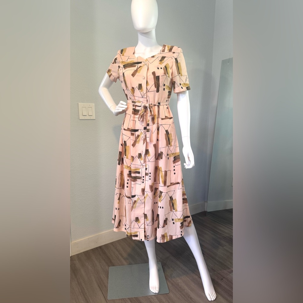 VTG 80s/90s Kaipin Fashion Abstract Midi Dress - Memphis Design - Size S